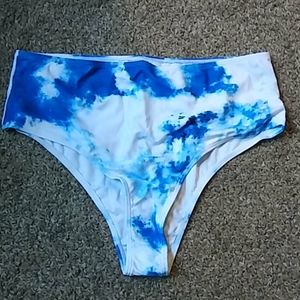 High waisted tie dye print bikini bottoms